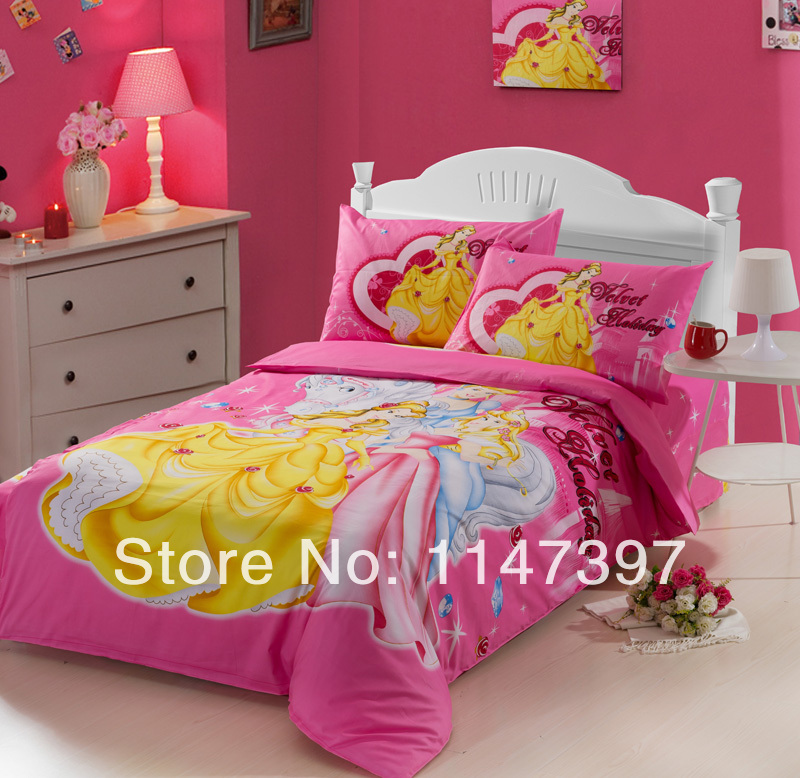 Kid Cartoon characters Princess 3 PCS FUll/Twin Size Bedding sets/Bed ...