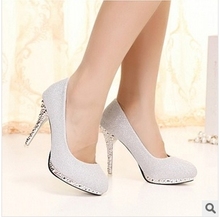 uropean and American fashion the new foreign trade single sequined shoes waterproof fine marry high heels