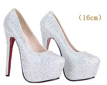in stock 2014 new women high heels shining rhinestone wedding shoes crystal shoes fashion bride bridesmaid