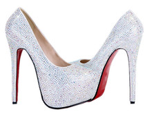 in stock 2014 new women high heels shining rhinestone wedding shoes crystal shoes fashion bride bridesmaid