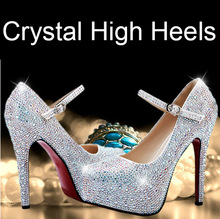 in stock 2014 new women high heels shining rhinestone wedding shoes crystal shoes fashion bride bridesmaid