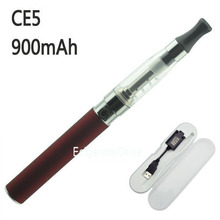 Ego 900mAh CE5 Clearomizer Single E cigarette Starter Kit with LED Button Plastic Case red transparent