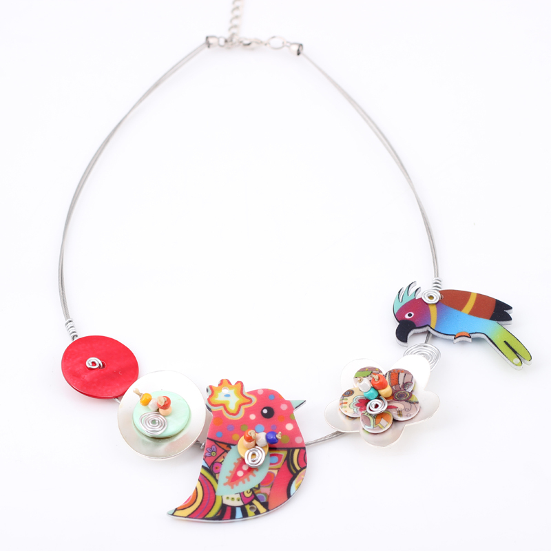 2pcs lot Bird New 2014 fish flower Spring style parrot necklace fashion necklace pendant for girls