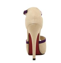 2014 New Arrival Apricot Fashion Sexy High Heel Platform Red Sole Party Wedding Women Summer Sandals