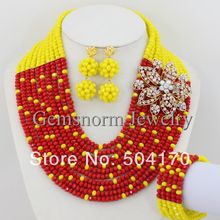 Free Shipping Colorful African Wedding Beads Costume Jewelry Set Flower Nigerian Wedding Crystal Beads Jewelry Set