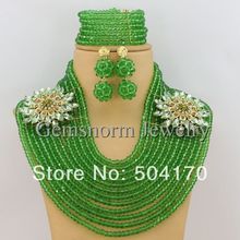 Splendid Costume African Beads Jewelry Set Rhinestone Flower Nigerian Crystal Beads Jewelry Set Free Shipping GS069
