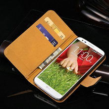 Stand Wallet Genuine Leather Case For LG G2 Luxury Mobile Phone Bag Cover Book Style New Arrival Black Drop Ship
