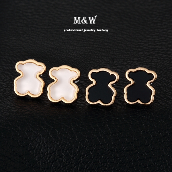 Hot Sale 303207 Fashion Cute Bear Stud Earrings 18K Gold Plated Studs Jewelry for Girls