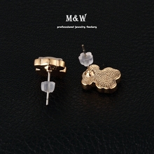 Hot Sale 303207 Fashion Cute Bear Stud Earrings 18K Gold Plated Studs Jewelry for Girls