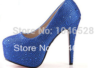 The new 2014 brand red sole stilettos high heels rhinestone platform pumps women thin heels bridal