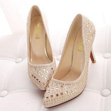 new partnership crystal diamond wedding shoes shallow mouth high heels shoes waterproof Taiwan head FREE SHIPPING