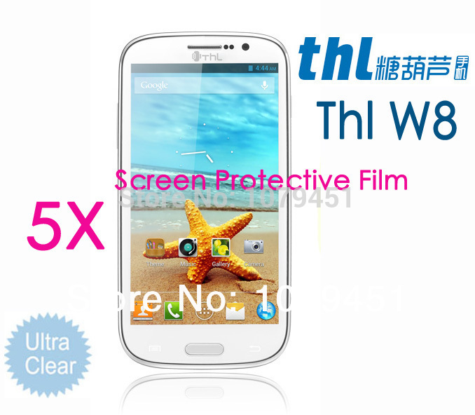  Free Shipping Original high screen phone THL W8 MTK6589 screen protector film Ultra Clear THL
