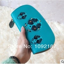 Japanese skull ghost character printing zipper long women wallet