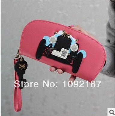 Explosion of Korean fashion golden pony stereo car keys zipper fillet cut hand long women wallet