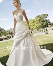 New Sexy Satin beads Wedding Dress V-neck Off The Shoulder Bridal Gown Size 4 6 8 10 12 14 16 16W