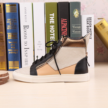 Brand Genuine Leather With double Zip Unisex Sneakers Casual High Top Flat With Sneakers For Women