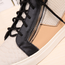 Brand Genuine Leather With double Zip Unisex Sneakers Casual High Top Flat With Sneakers For Women