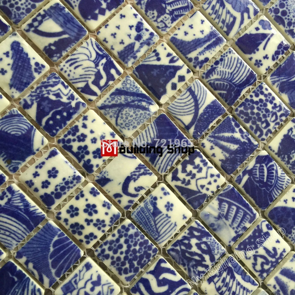 Online kopen Wholesale blauw moza?ek badkamer tegels uit China blauw Leisteen Vloer Badkamer ~ Online kopen Wholesale blauw moza?ek badkamer tegels uit China blauw