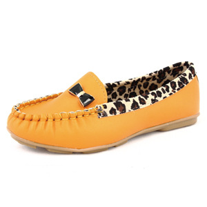 2014 new women casual shoes leopard splicing female soft leather flat shoes free shipping
