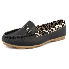 2014 new women casual shoes leopard splicing female soft leather flat shoes free shipping