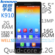Original Lenovo K910 Vibe Z Multi language Mobile phone 5.5IPS 1920X1080 Quadcore2.2G 2GB RAM 16G ROM  Android 4.2 13MP