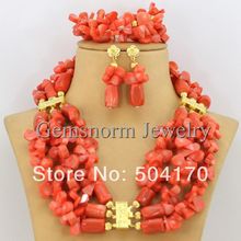 Splendid African Coral Beads Jewelry Set Handmade African Wedding Beads Jewelry Set Nigerian Wedding Jewelry Sets