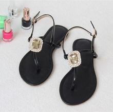 2014 summer fashion flat sandals gladiator style gem rhinestone flip flops flat sandals