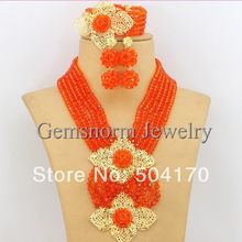 New Orange African Beads Jewelry Set Wedding African Costume Jewelry Set 2014 Hot Free Shipping GS38
