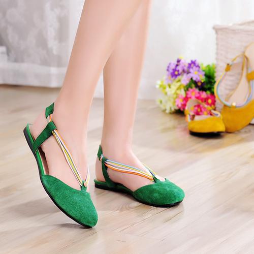Genuine leather shoes flats heel close toe sandals buckle lacing gladiator shoes casual summer shoes causal