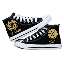 High canvas shoes gold mark of hand-painted exo shoes lovers shoes