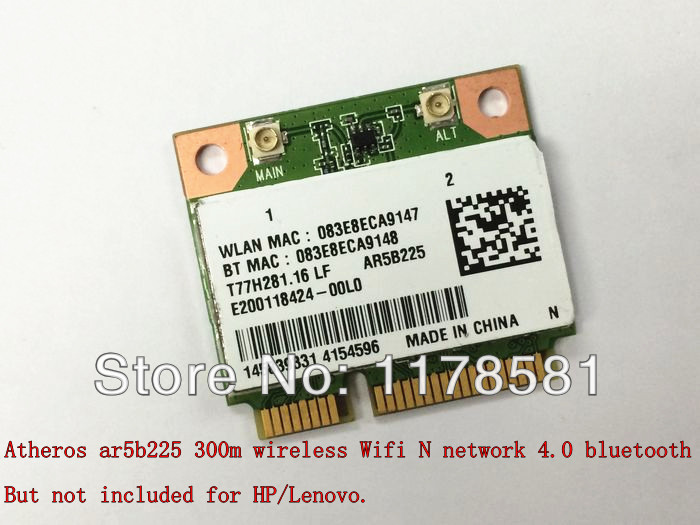 Free Shipping Atheros ar5b225 300m wireless Wifi N network 4.0 bluetooth bt mini pcie half card