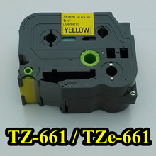 11/2’x23′ black on yellow tape 36mm TZ661 TZ-661 TZe661 Compatible brother P-touch TZ Tze label tape ribbon cassette