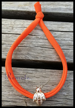 Orange cord gold Honey bee charm Elastic Lycra Wrap Around Stretch Bracelet hair band stacked bracelets