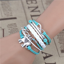 Free shipping male female Bracelets bangles Infinity Elephant Love manual multilayer bracelet and retro