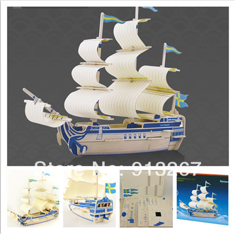 Robotime DIY 3D Wooden Puzzle Toys Top Quality Santa Maria Model Boat 