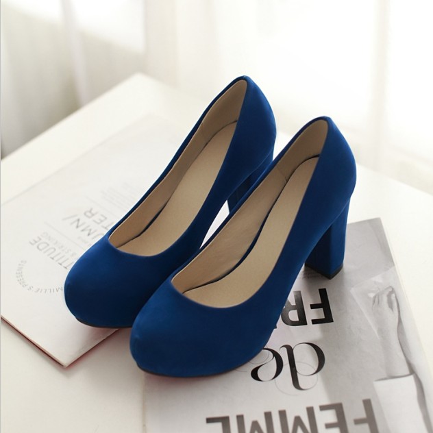 2014 spring and autumn all match candy color comfortable thick heel women s ol single shoes