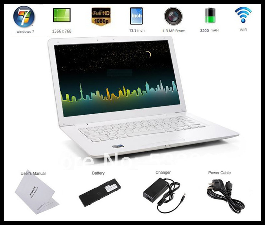 Free DHL shipping 13 3 inch mini slim laptop computer 1GB 160GB with Webcam wifi windows