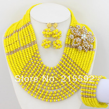Nigerian Wedding Crystal Beads Jewelry Set African Costume Jewelry Set 2014 New Necklace Bracelet Earrings Free