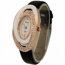 2014 New Fashion Black Elliptic Dial Women Ladies Girls Jewelry Diamond Analog Quartz Hours Wrist Watches, Free & Drop Shipping