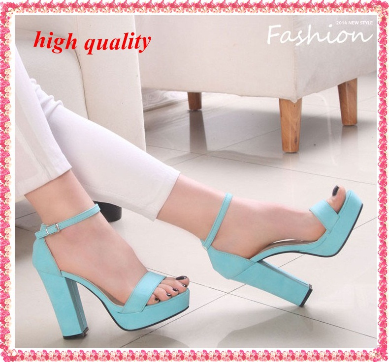 2014 hot sale new arrive summer fashion ankle strap thick high heels sandals open toe platform