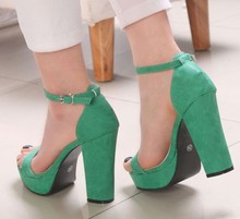 2014 hot sale new arrive summer fashion ankle strap thick high heels sandals open toe platform