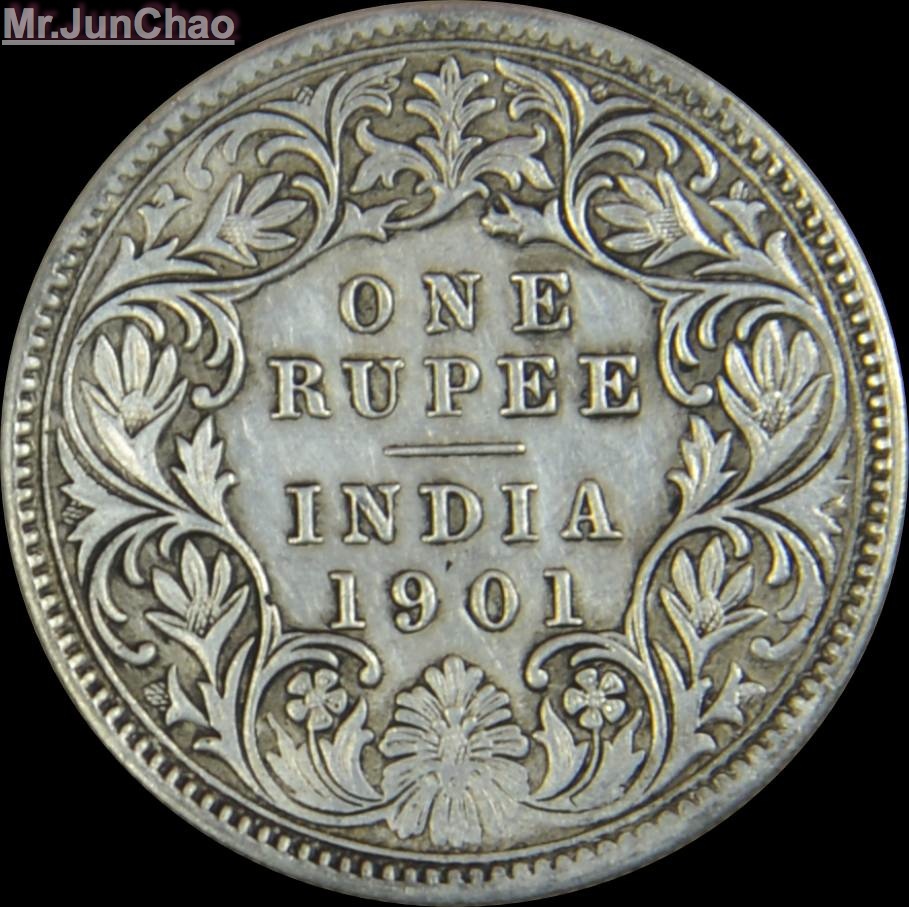 1901 Silver Rupee - reverse