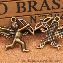 Wholesale DIY Jewelry Accessories Antiqued Bronze Tone Vintage Alloy Cupid’s Arrow Necklace Pendant Charms 25*25mm 50PCS