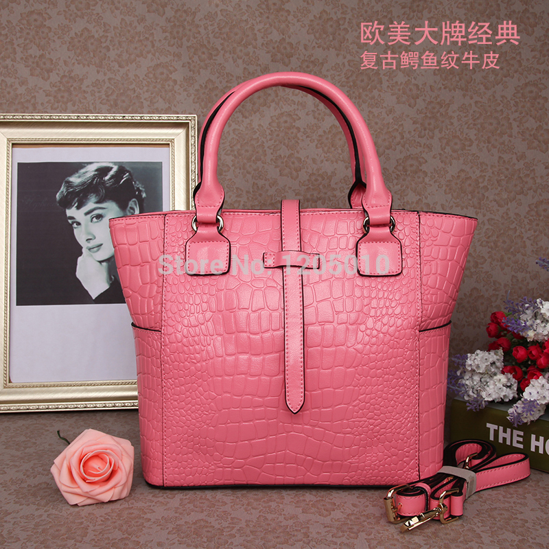 F crocodile pattern cowhide 2014 of luxury fashion elegant i women s handbag cross body