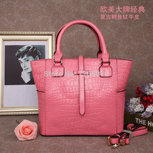 F crocodile pattern cowhide 2014 of luxury fashion elegant i women’s handbag cross-body