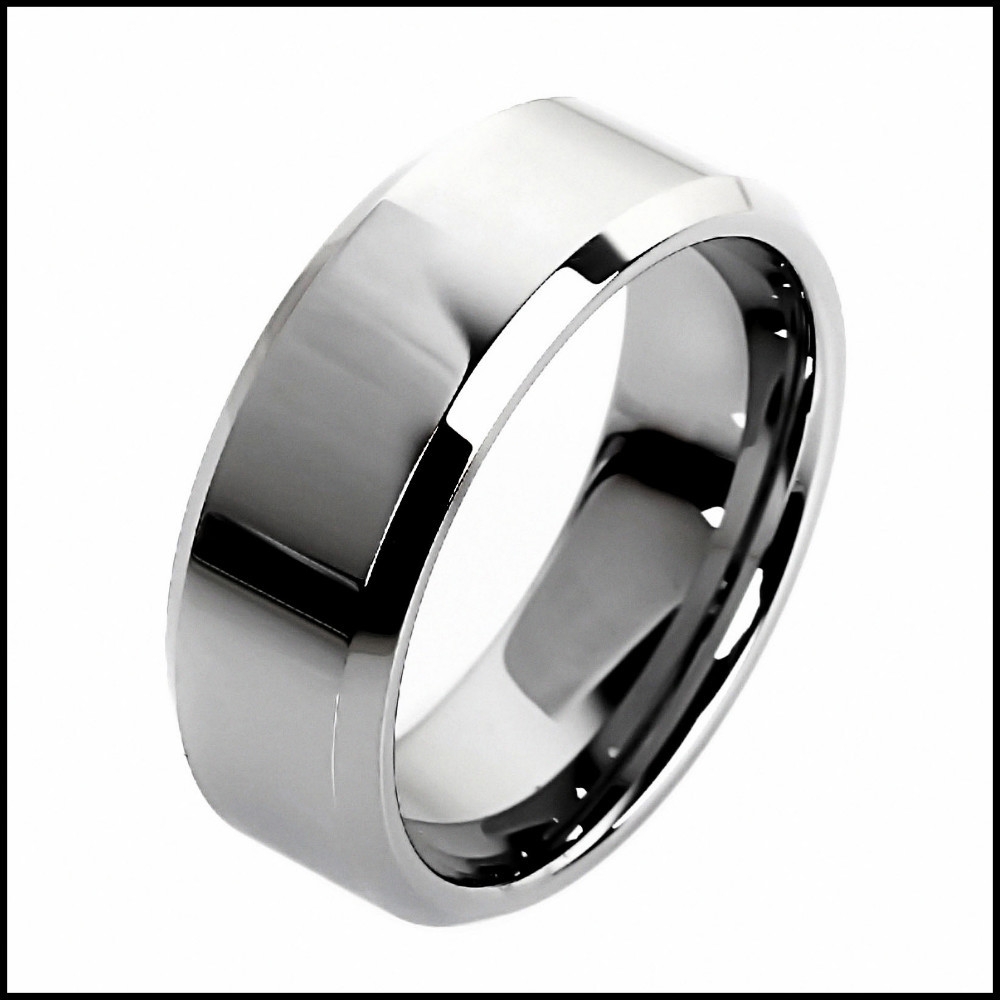 2014 Fashion Men Jewelry Tungsten Steel Rings High Polish Engagement Wedding Simple Style Smooth Surface Silver