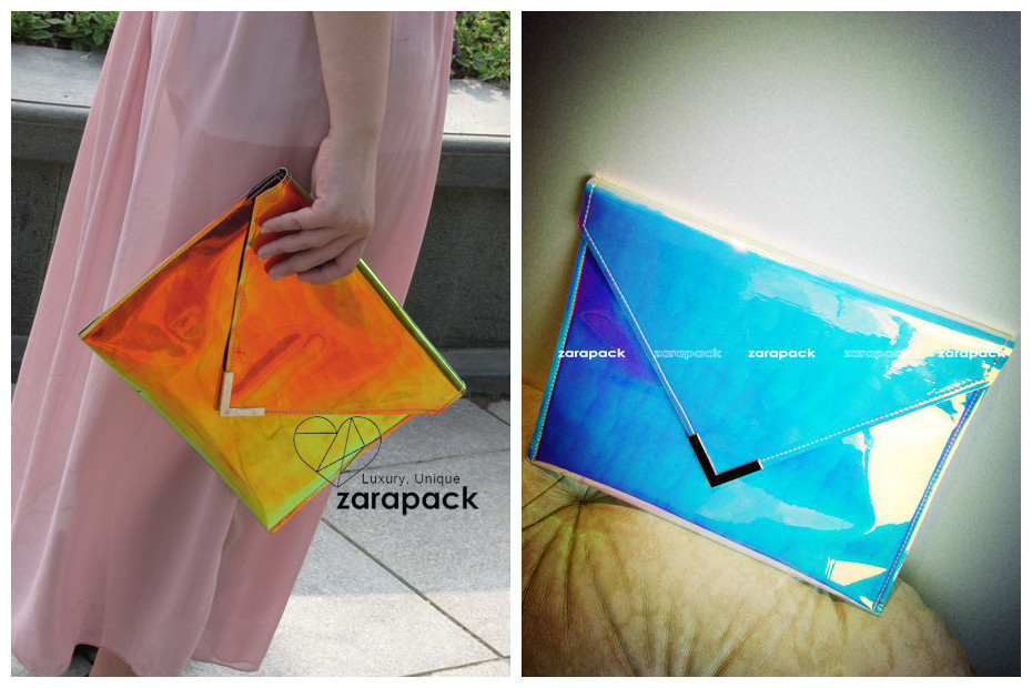 New Hologram Rainbow Envelope Clutch women handbag Purse Chain Shoulder Bag IT BAG