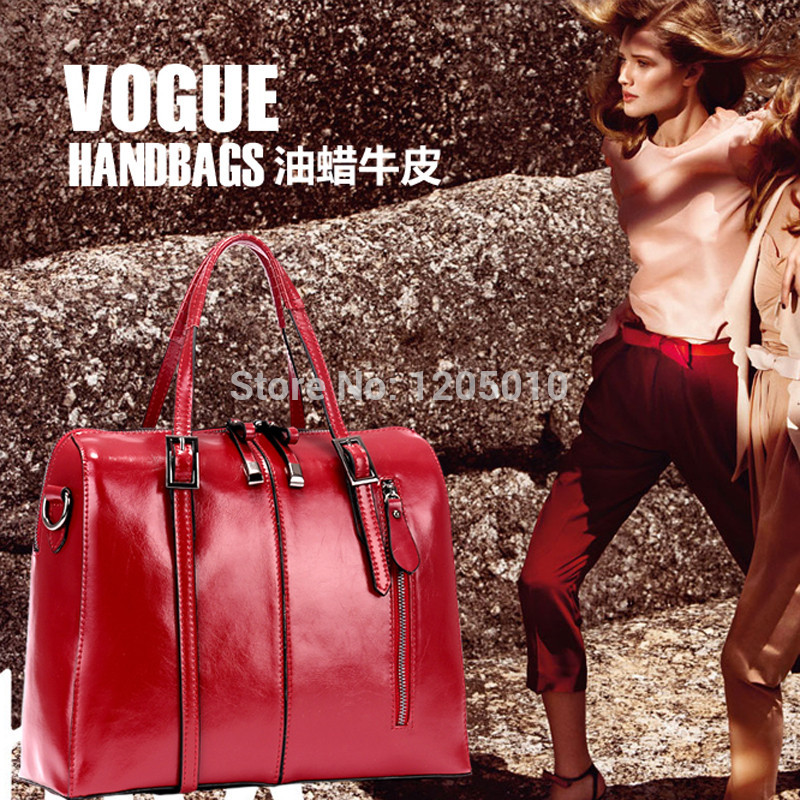 Handbag female 2014 wax genuine cowhide leather handbag women s fashion business casual fashion shoulder bag