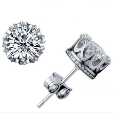 1Pair Free Shipping Fashion Cute Jewelry Crystal Ear Stud 925 Silver Charms Earring Wholesale Hot Sale
