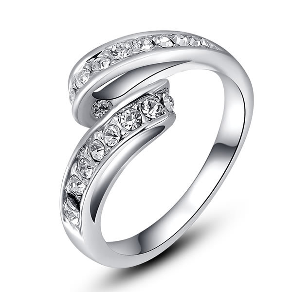 Charm Party Jewelry 18K White Gold Plated Simple Ring SWA ELEMENT Austrian Crystal Ring FREE SHIPPING